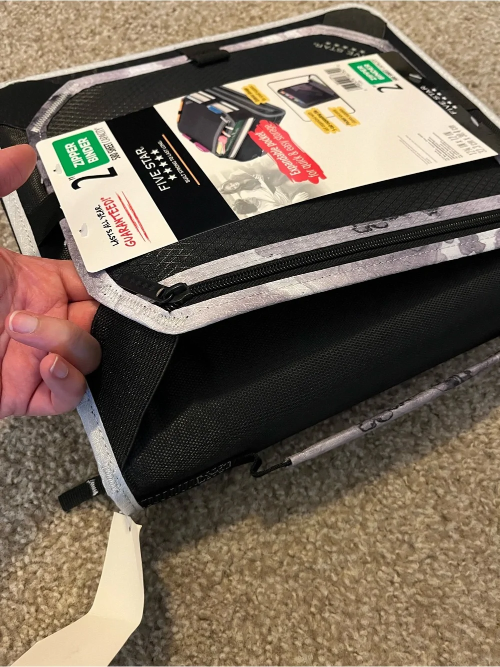 NWT Five Star Mead 2 inch Black Zipper Binder